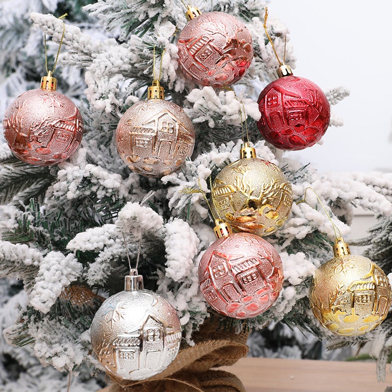 Distribution Christmas 6Cm Decorative Ball Villa Pattern Christmas Electroplated Ball Christmas Tree Pendant Ball - Image 4