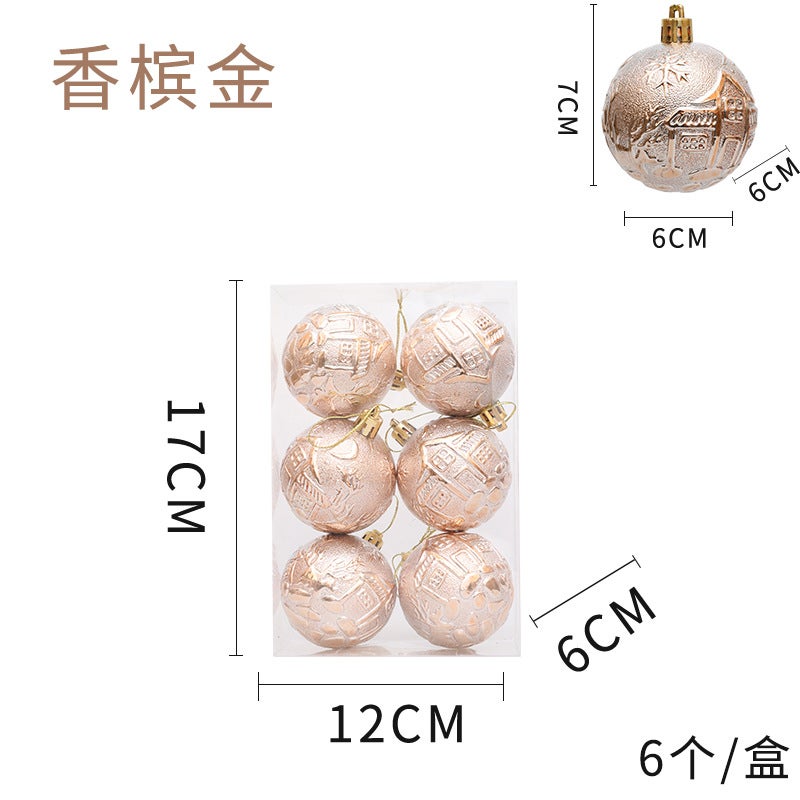 Distribution Christmas 6Cm Decorative Ball Villa Pattern Christmas Electroplated Ball Christmas Tree Pendant Ball - Image 1