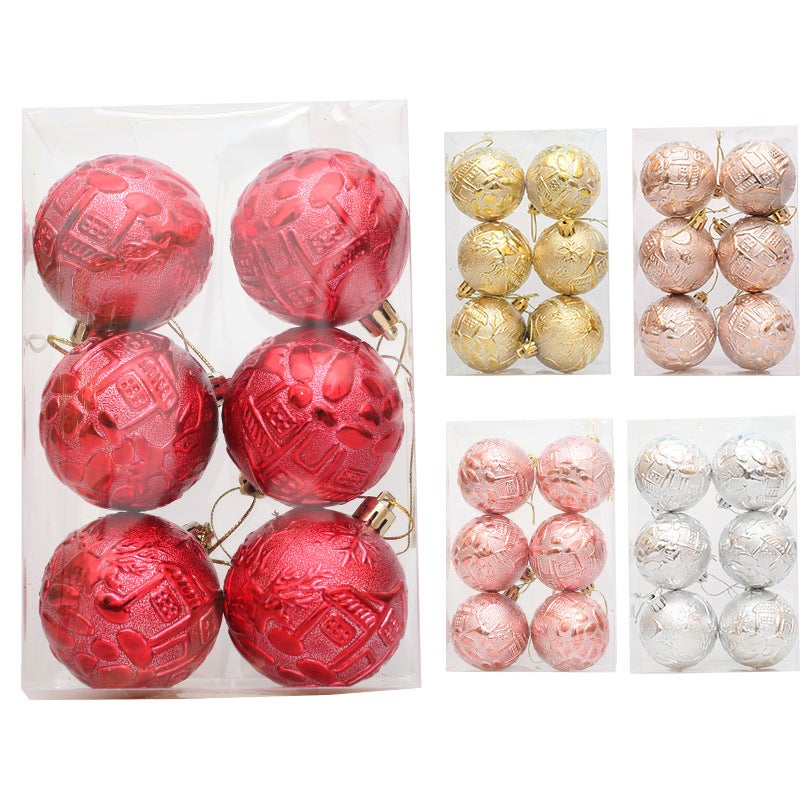 Distribution Christmas 6Cm Decorative Ball Villa Pattern Christmas Electroplated Ball Christmas Tree Pendant Ball - Image 2