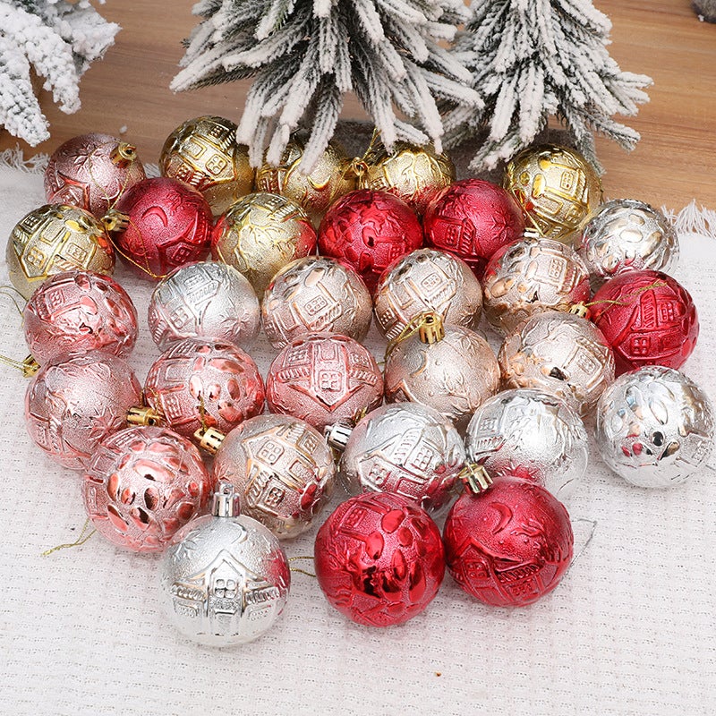 Distribution Christmas 6Cm Decorative Ball Villa Pattern Christmas Electroplated Ball Christmas Tree Pendant Ball - Image 3