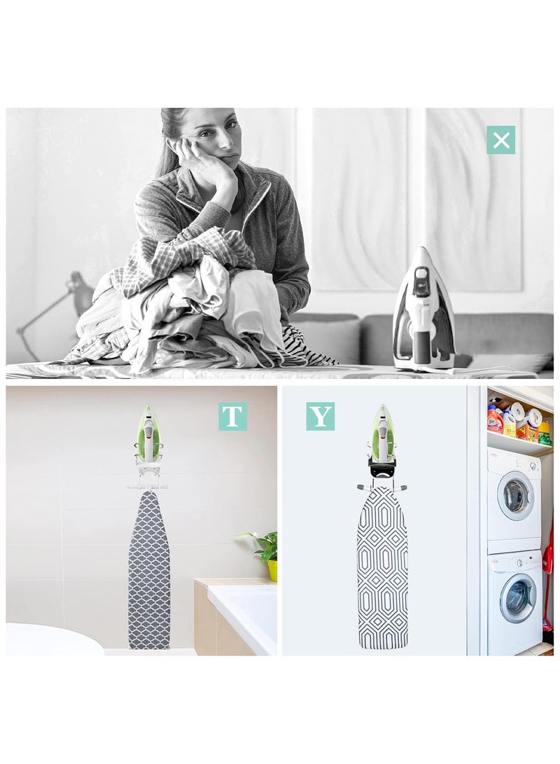NANAO Ironing Board Hanger, 15 cm Width Wall Mount With Heat Resistant Iron Rack and Hooks for Home Bathroom - Image 5