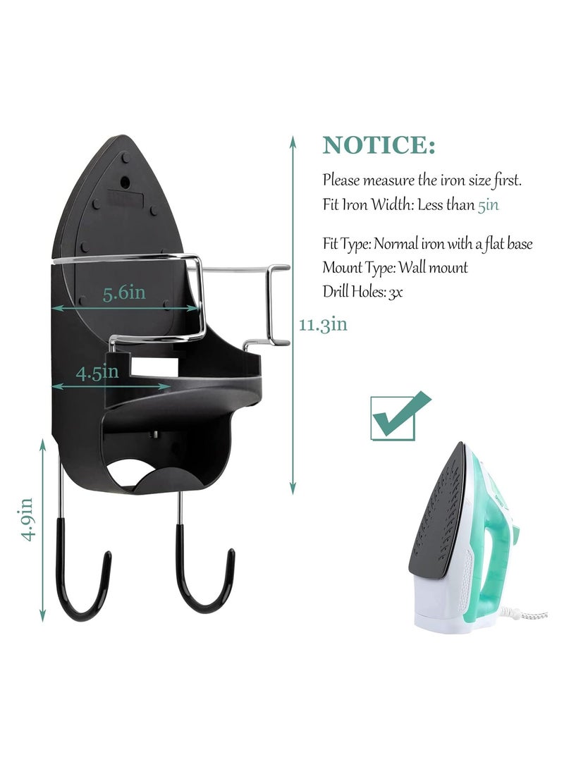 NANAO Ironing Board Hanger, 15 cm Width Wall Mount With Heat Resistant Iron Rack and Hooks for Home Bathroom - Image 2
