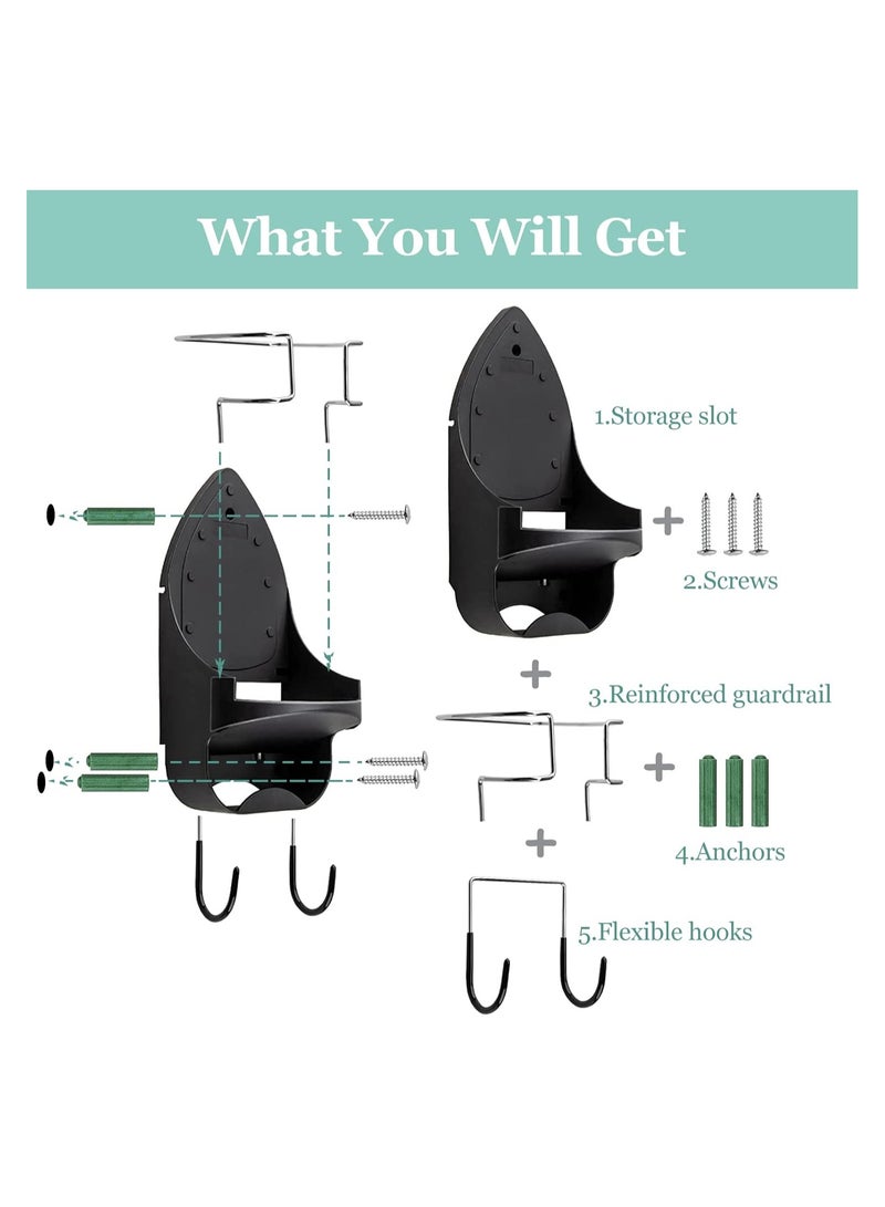 NANAO Ironing Board Hanger, 15 cm Width Wall Mount With Heat Resistant Iron Rack and Hooks for Home Bathroom - Image 3