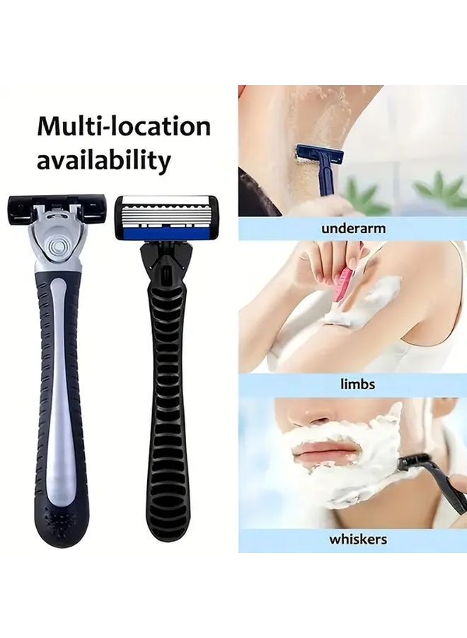 Manual Razor Set 1 Holder And 6 Blades Stainless Steel For Mens Facial Care - Image 2