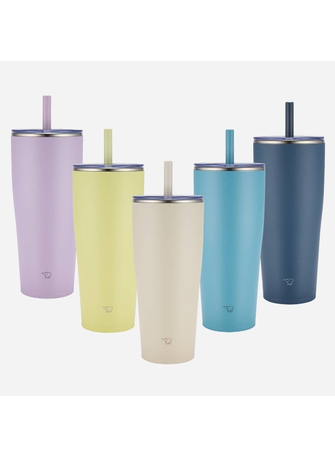 زوجيروشي زجاجة زوجيروشي من الستانلس ستيل معزولة بالفاكيوم مع ماصة ٠.٨٩ لتر، بنفسجي فاتح - Image 2