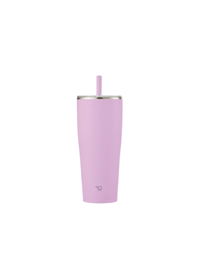 زوجيروشي زجاجة زوجيروشي من الستانلس ستيل معزولة بالفاكيوم مع ماصة ٠.٨٩ لتر، بنفسجي فاتح - Image 1