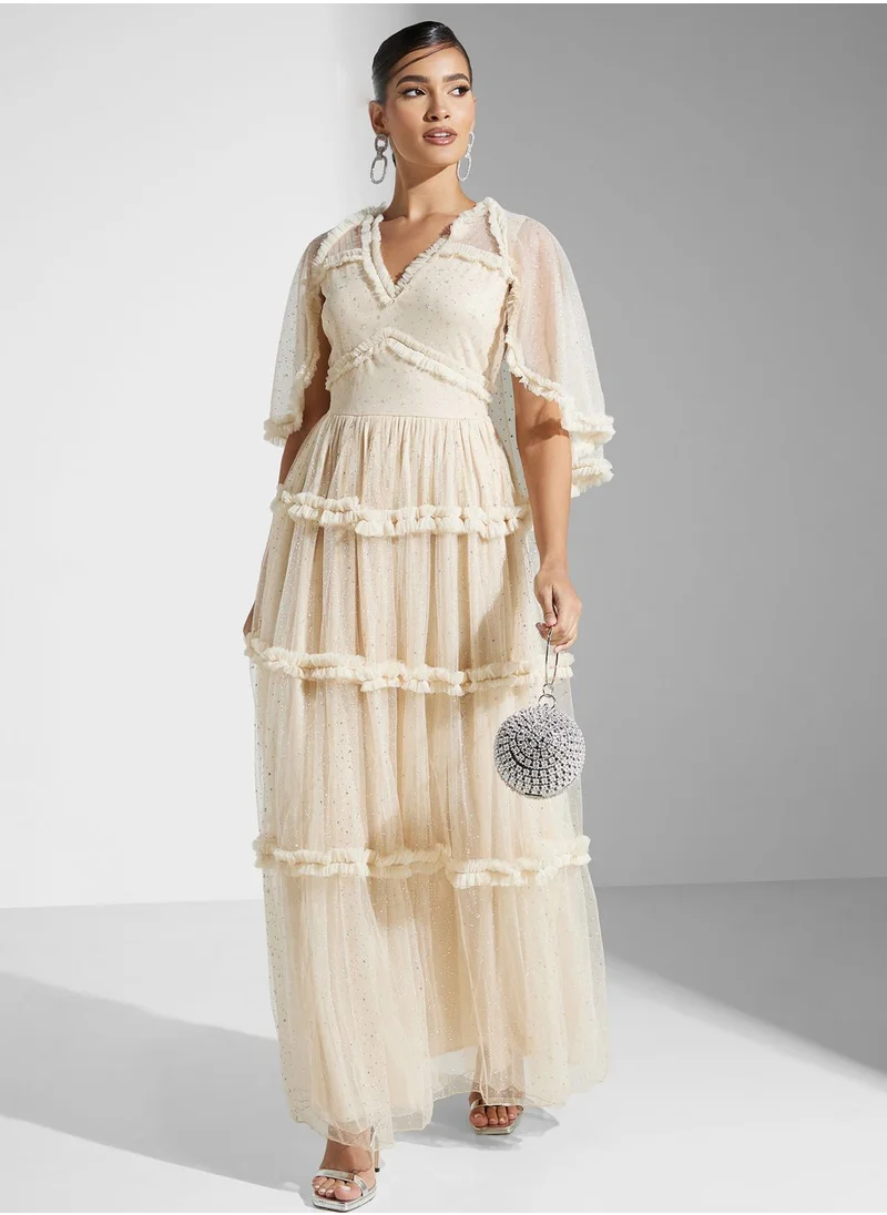 Golden Apple Ruffle Detailed  Dress