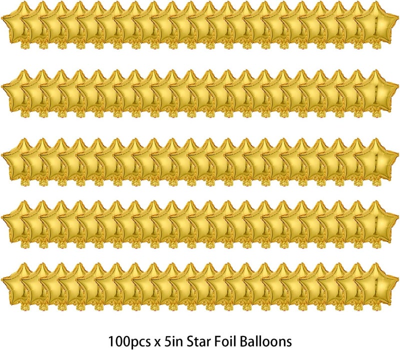 Finypa 100Pcs 5'' Gold Star Foil Balloons for Party Decorations - Image 2