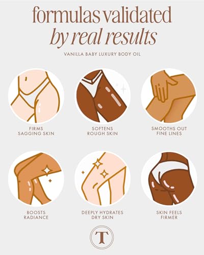 Truly Beauty Vanilla Baby Luxury Body Oil | Plumping Body Shimmer Oil for Hydration & Firmness | With Bakuchiol & Niacinamide for Collagen Boost | Vanilla, Pear & Caramel Scent | Radiant Glow - Image 5