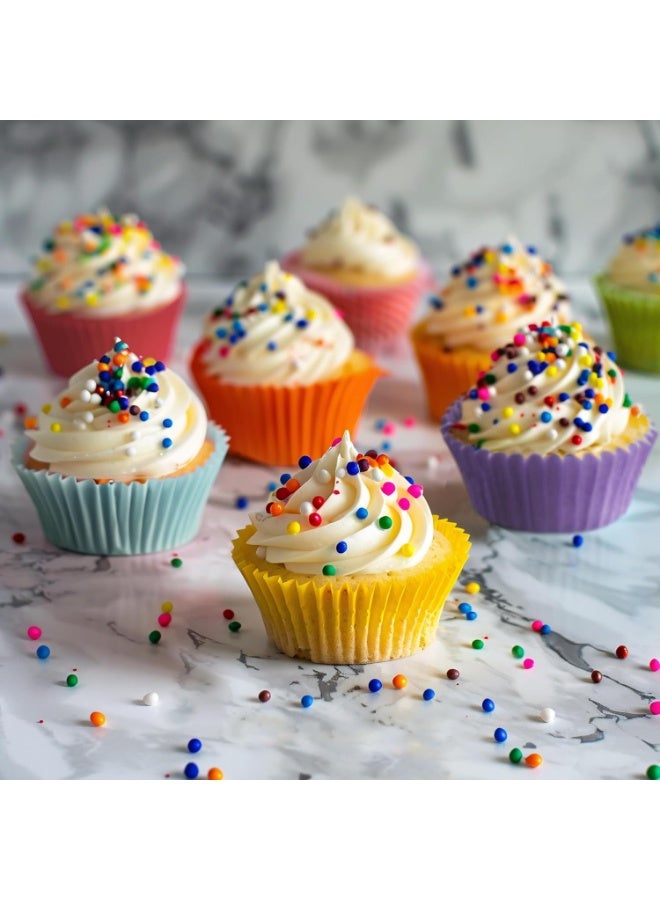 هابي هوم بطانات ورقية صغيرة للكب كيك مكونة من 300 قطعة، اكواب خبز،اكواب مافن ملونة للاستعمال مرة واحدة لحفلات اعياد الميلاد والزفاف، ورق مقاوم للدهون متعددالالوان - Image 2