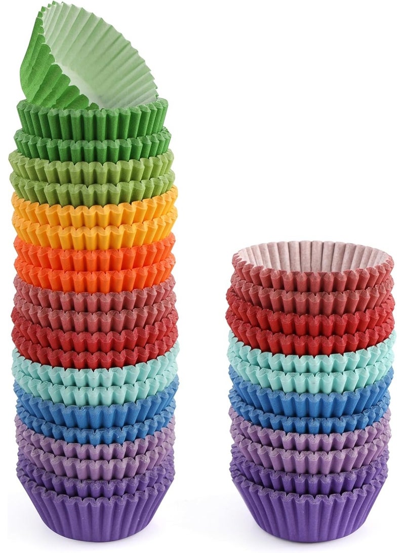 هابي هوم بطانات ورقية صغيرة للكب كيك مكونة من 300 قطعة، اكواب خبز،اكواب مافن ملونة للاستعمال مرة واحدة لحفلات اعياد الميلاد والزفاف، ورق مقاوم للدهون متعددالالوان - Image 1