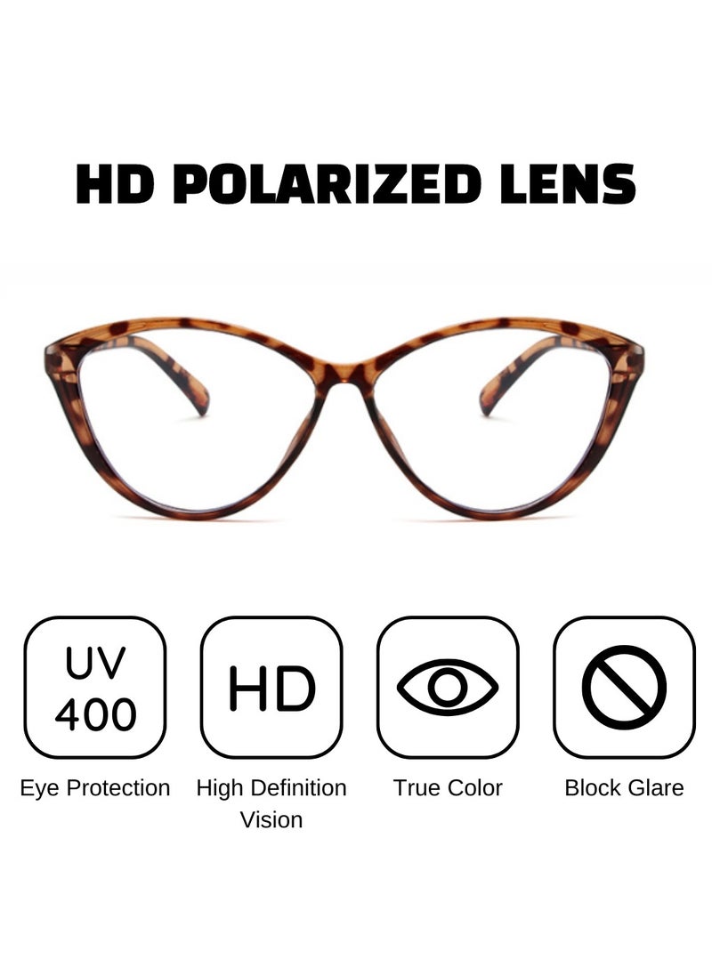 Blue Light Blocking Optical Eyeglasses - Stylish Oversized Frames, Clear Lens, Polarized. Top-rated Bluelight Protection for Reading, Work, & Screen Time. Vintage-Inspired, Lightweight Design.