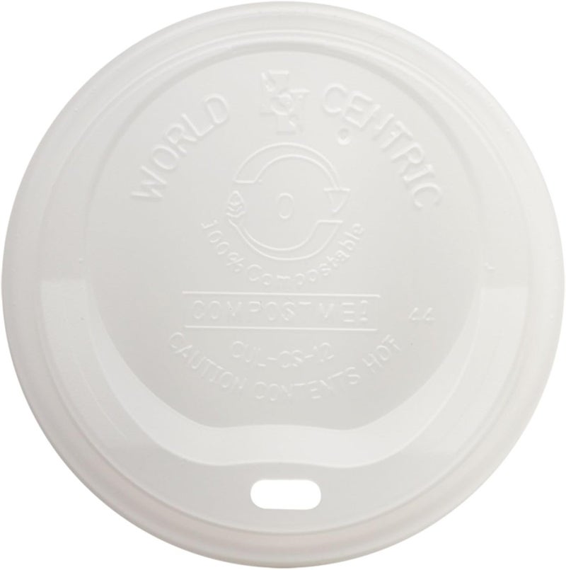 World Centric Compostable Cup Lids 10-20 oz - Made from Plants, Leak-Resistant - 200 Pack - Image 1