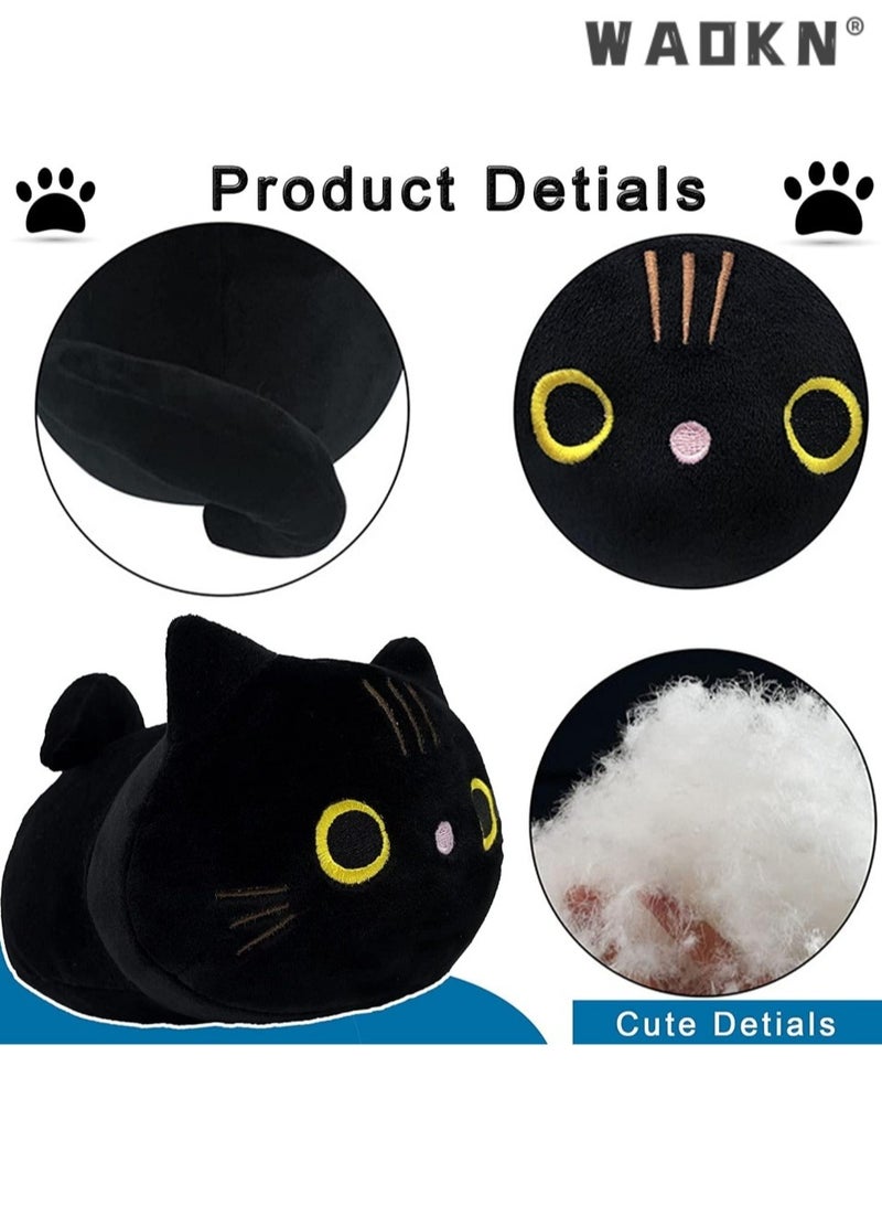 WAOKN Black Cat Plush Pillow Cat Stuffed Animal Plushies Cute Kitten Toys Sleeping Hugging Pillow Soft Cushion for Kids,Plush Toy, Black Cat Plush Toy Pillow, Cute Animal Cat-Shaped Stuffed Pillow Cushion Great Gifts/Gifted for Birthday, Valentine's Day, Give Girlfriend and Children 25cm - Image 4