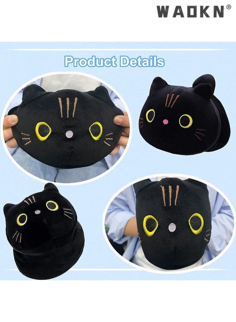 WAOKN Black Cat Plush Pillow Cat Stuffed Animal Plushies Cute Kitten Toys Sleeping Hugging Pillow Soft Cushion for Kids,Plush Toy, Black Cat Plush Toy Pillow, Cute Animal Cat-Shaped Stuffed Pillow Cushion Great Gifts/Gifted for Birthday, Valentine's Day, Give Girlfriend and Children 25cm - Image 5