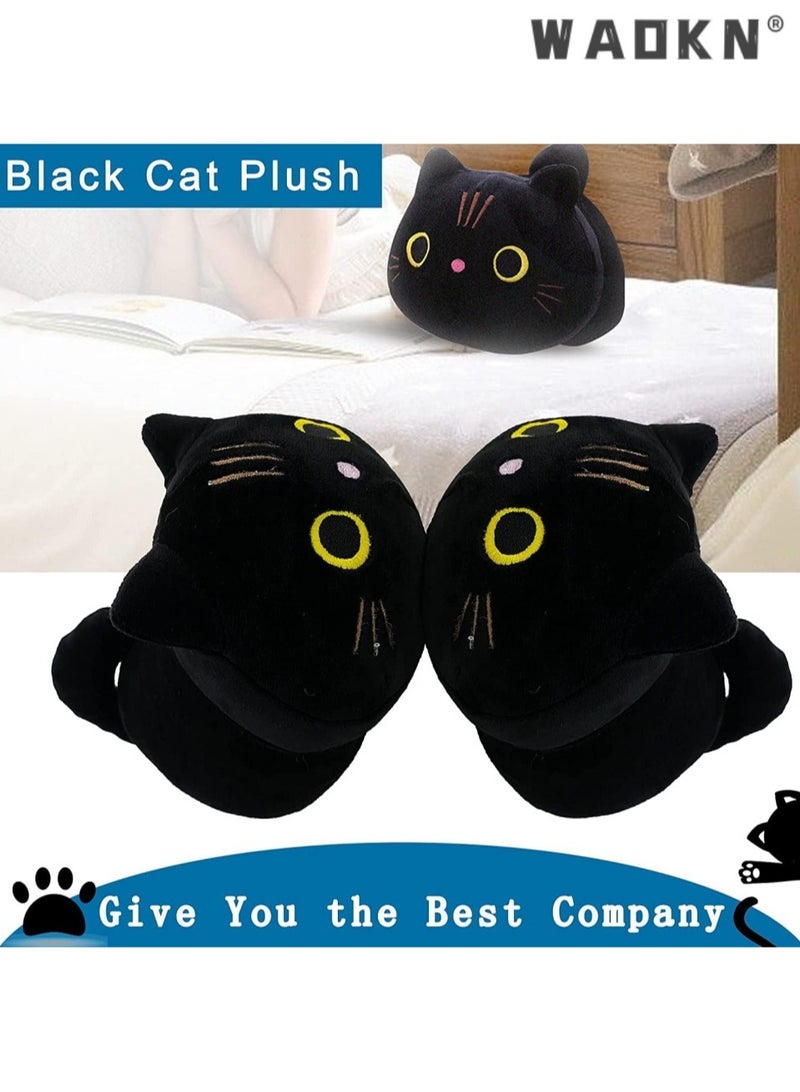 WAOKN Black Cat Plush Pillow Cat Stuffed Animal Plushies Cute Kitten Toys Sleeping Hugging Pillow Soft Cushion for Kids,Plush Toy, Black Cat Plush Toy Pillow, Cute Animal Cat-Shaped Stuffed Pillow Cushion Great Gifts/Gifted for Birthday, Valentine's Day, Give Girlfriend and Children 25cm - Image 3