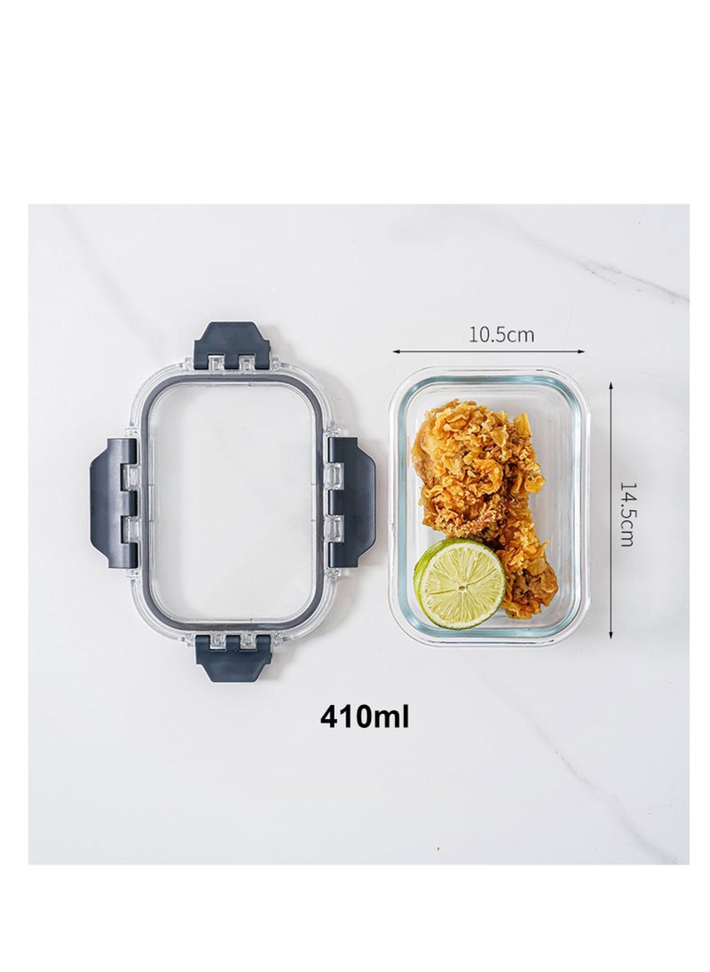 TYCOM Tycom Glass Meal Prep Containers (3 pcs Rectangle) - Glass Food Storage Containers with Lids, Glass Lunch Box, Portion Control, Airtight, Glass Bento Box Lunch Containers- 3P Rectangle Black  - Image 3