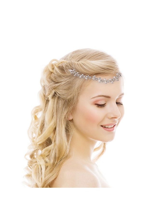 Ideal Swan Ideal Swan Flower Girl Headpiece - Baby's Breath Hair Piece with Ribbons - Crystal Floral Headband for Baby Girl, Flower Girl, Toddler, Wedding, First Communion, Baptism (Style C, Silver)  - Image 1