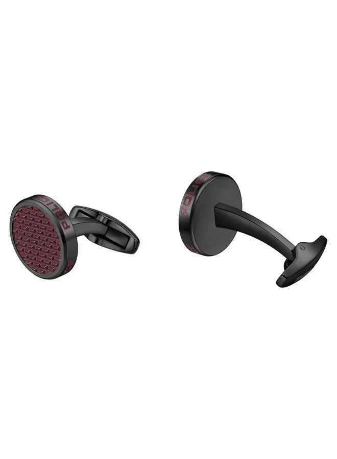 POLICE Sunken Grey and Burgundy Enamel Designer Cufflinks For Men
