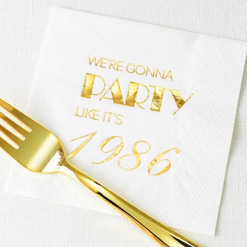 Crisky 50 Pack 40th Birthday Napkins 3-Ply, 1986 Mens Gold Foil Disposable Napkins for Cake Dessert Beverage Table 40 years Old Bday Party Supplies, 40th Birthday Decorations for Men Women - Image 5