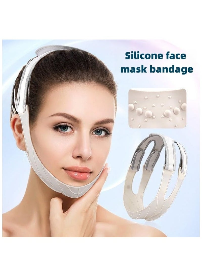 V Line Face Tape Face Strap, Soft Silicone Chin Strap for Women and Men, Face Lifting Belt,  Face Slimmer, Contouring and Tightening Elastic Strap for Double Chin Reduction and Facial Massage - Image 3