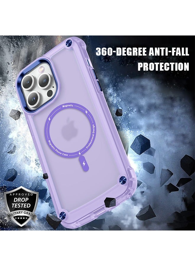 حافظة مغناطيسية لهاتف iPhone 15 Pro Max، غطاء حماية غير لامع بتصميم مقاوم للغبار متوافق مع MagSafe، غطاء واقٍ مضاد للخدش باللون الأصفر (أرجواني) - Image 4