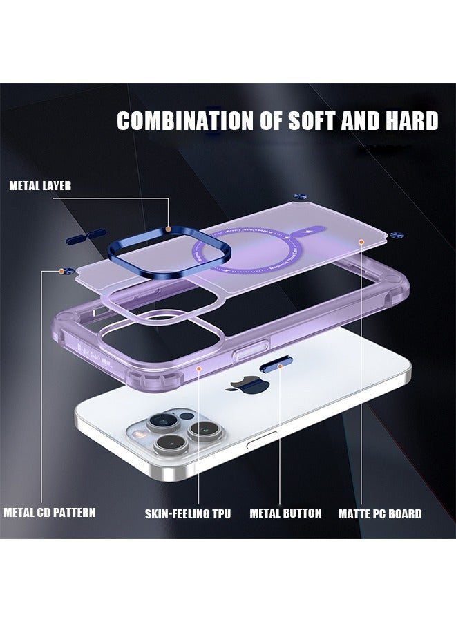 حافظة مغناطيسية لهاتف iPhone 15 Pro Max، غطاء حماية غير لامع بتصميم مقاوم للغبار متوافق مع MagSafe، غطاء واقٍ مضاد للخدش باللون الأصفر (أرجواني) - Image 3