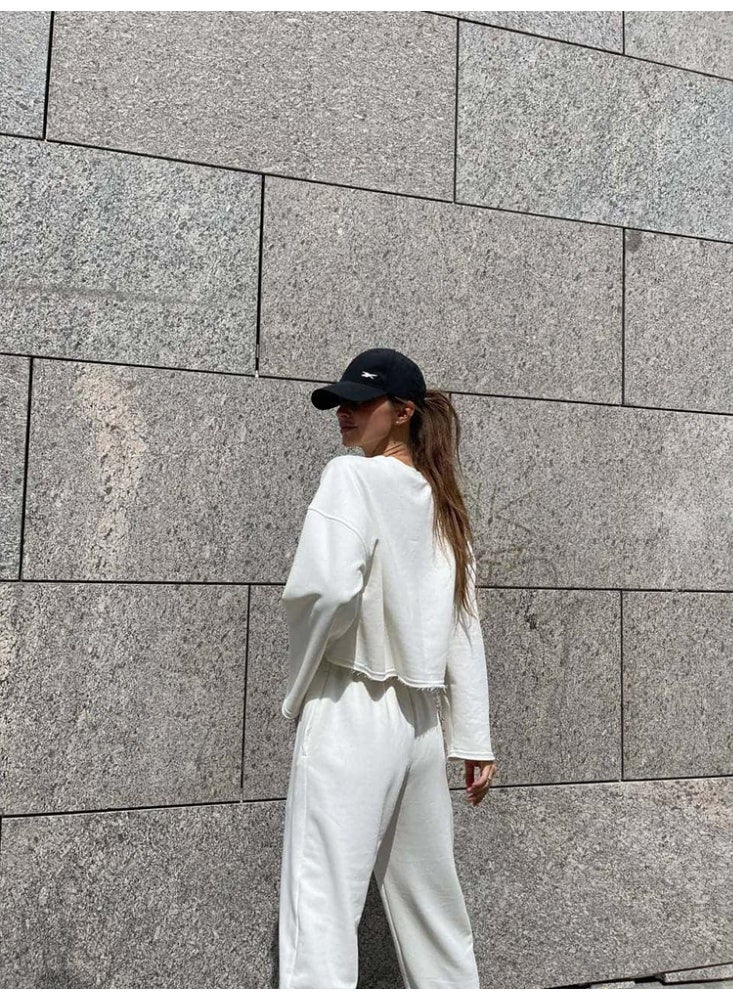 NIBEMINENT Fashionable Casual Loose Solid Color round Neck Sweatshirt Set Spring Autumn Popular Women's Clothing Two-Piece Suit - Image 4