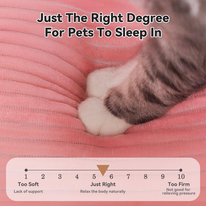 Zerbuger Cat Dog Bed for Pets, Rectangle Pet Bed Gift for Puppy and Kitten, Machine Washable Calming Fluffy Pet Couch Sofa for Indoor Outdoor, Portable Soft Cat Bed with Non-Slip Bottom (Small, Pink) - Image 4