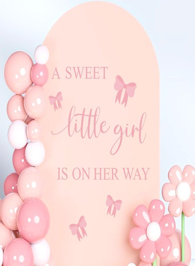 JarThenaAMCS Gender Reveal Party Decal Sign A Sweet Little Girl is On Her Way Wall Stickers Pink Bow Theme Wall Decor for Baby Shower Balloon Arch Backdrop - Image 5