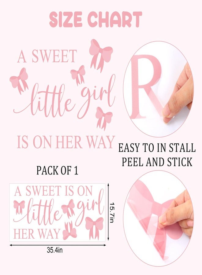 JarThenaAMCS Gender Reveal Party Decal Sign A Sweet Little Girl is On Her Way Wall Stickers Pink Bow Theme Wall Decor for Baby Shower Balloon Arch Backdrop - Image 2