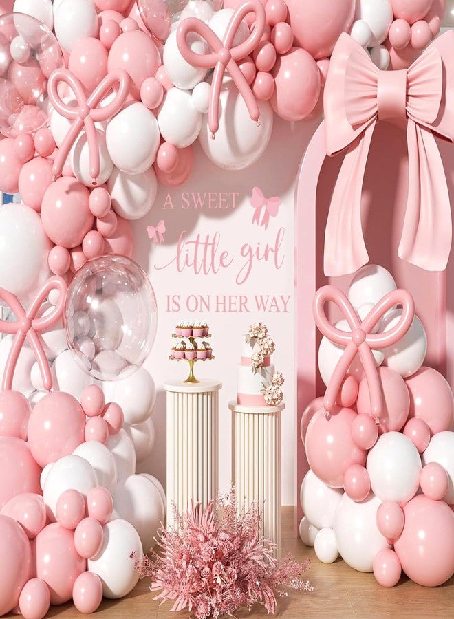 JarThenaAMCS Gender Reveal Party Decal Sign A Sweet Little Girl is On Her Way Wall Stickers Pink Bow Theme Wall Decor for Baby Shower Balloon Arch Backdrop - Image 4