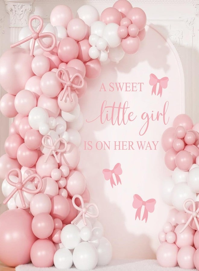 JarThenaAMCS Gender Reveal Party Decal Sign A Sweet Little Girl is On Her Way Wall Stickers Pink Bow Theme Wall Decor for Baby Shower Balloon Arch Backdrop - Image 1