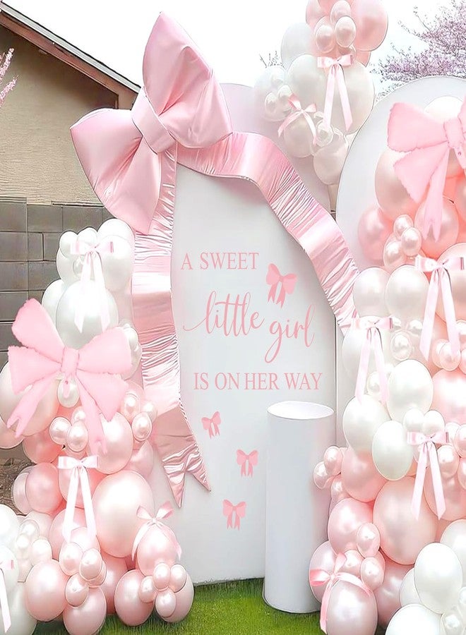 JarThenaAMCS Gender Reveal Party Decal Sign A Sweet Little Girl is On Her Way Wall Stickers Pink Bow Theme Wall Decor for Baby Shower Balloon Arch Backdrop - Image 3