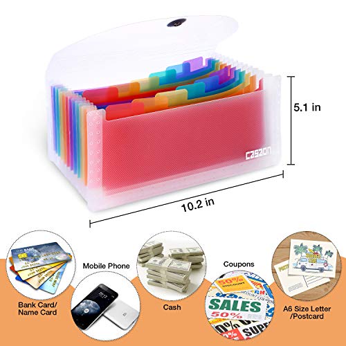 CASAON 2 Pack 13-Pockets Expanding Accordion File Folder Mini Organizer Wallet for Storage Invoice/Receipt/Cards/Coupon/Tickets - Image 2