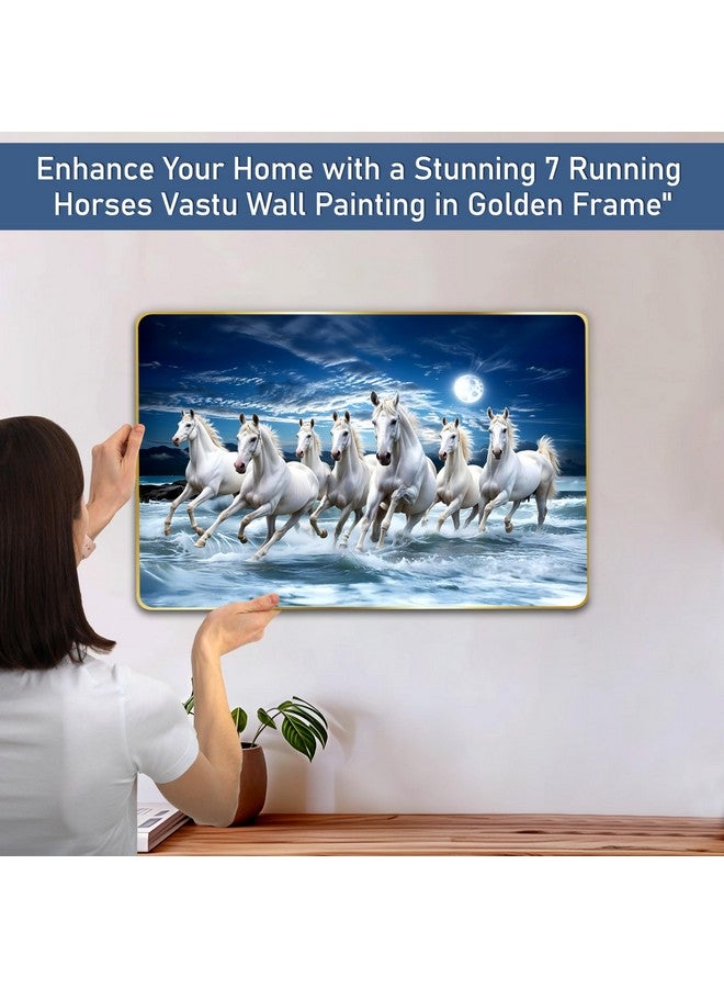 Goelite 7 Horses Realistic Painting With Frame For Wall Vastu | Seven Running Horse Painting For Wall Decor Living Room Decoration | Big Size Photo Frame | 47 by 32 Cm - Image 2