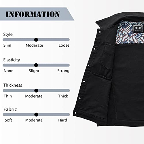 Heihuohua Men's Casual Denim Vest, Black, Medium - Image 5
