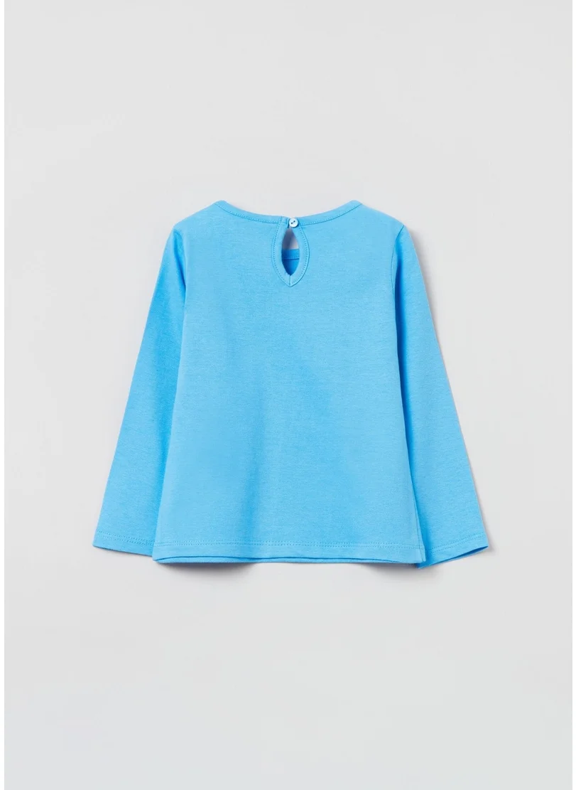 او في اس Ovs Cotton T-Shirt With Pear And Heart Print