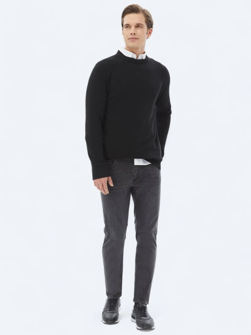 Kip Dark Grey Super Slim Fit Denim Cotton Blended Trousers