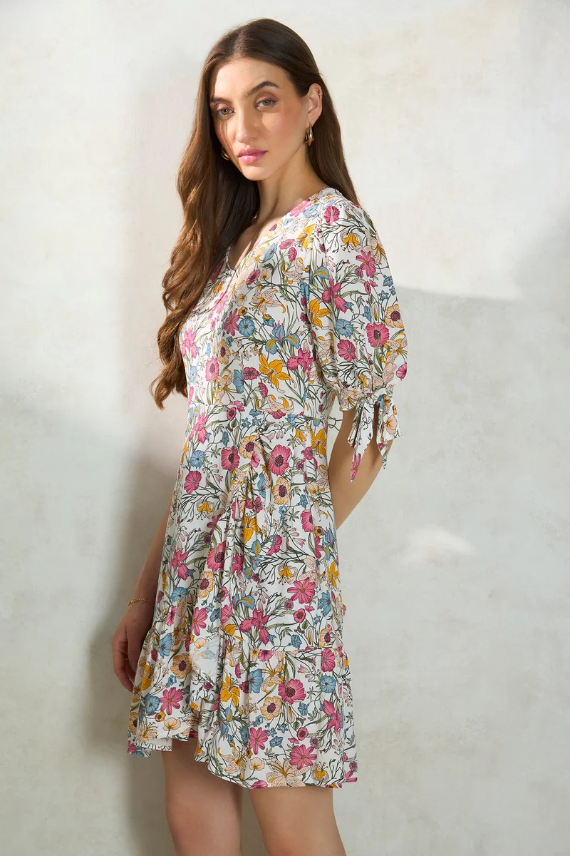 فيرجيو Viscose Floral Daywear A-Line Dresses for Women