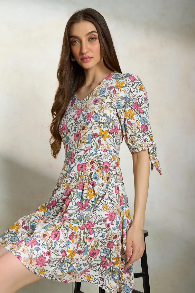 فيرجيو Viscose Floral Daywear A-Line Dresses for Women