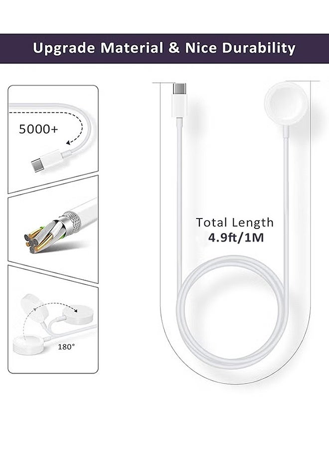 Gecomo Magnetic Charging Cable for Apple Watch Charger, Smart Charger Dock, Magnetic Wireless Charging Compatible with iWatch Series Ultra/10/9/8/7/6/SE/5/4/3/2 (White) - Image 2