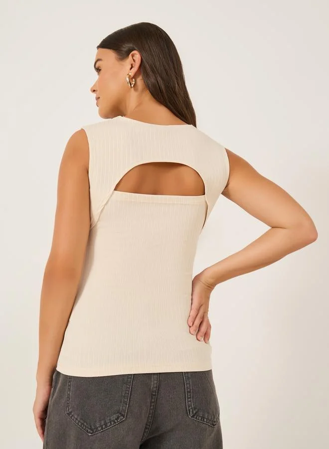 Styli Styli Textured Sleeveless Top with Front Twist Detail
