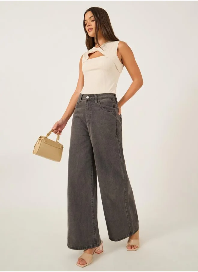 ستايلي Styli Textured Sleeveless Top with Front Twist Detail
