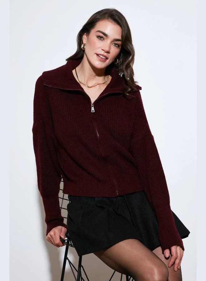 ليلا كارديجان نسائي ليلا بقصة عادية وأكمام بالون وسحاب من الريب كنيت