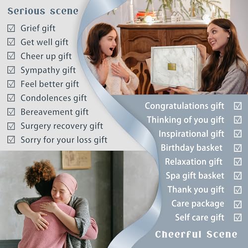 AHAGIFTREE سلال هدايا الشفاء العاجل - حزمة رعاية مكونة من 12 قطعة للنساء بعد الجراحة، هدايا عيد الميلاد، التعزية والحزن (رمادي) - Image 2