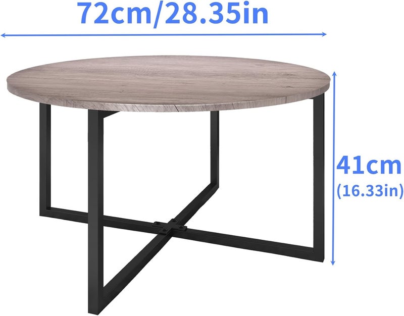 HOMERECOMMEND Round Coffee Tables for Kitchen Dining Room Creative Round Desk with Black Metal Legs Modern Nesting Table Balcony Tea Table Study Desk Grey - Image 2