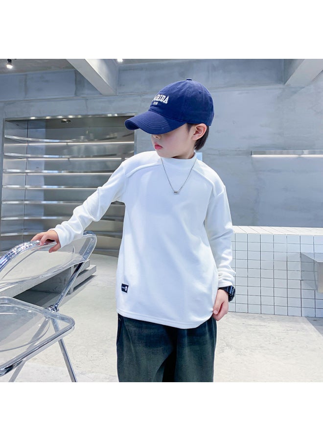 Boys' Half-turtleneck Base Layer Shirt, Winter  New Model, Children's Winter Long-sleeve Inner Wear, Warm T-shirt For Older Children