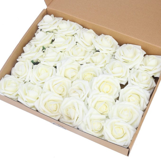 60 pcs Artificial Flower Rose Artificial Roses for DIY Bouquets Wedding Party Baby Shower Home Decor