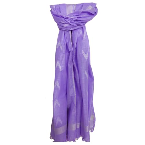 SheenKraft | Women's Handloom Linen Cotton Blend Bhagalpuri Ikkat Dupatta with Zari Designed Free Size_Color Variation (Free, Lavender_Purple) - Image 1